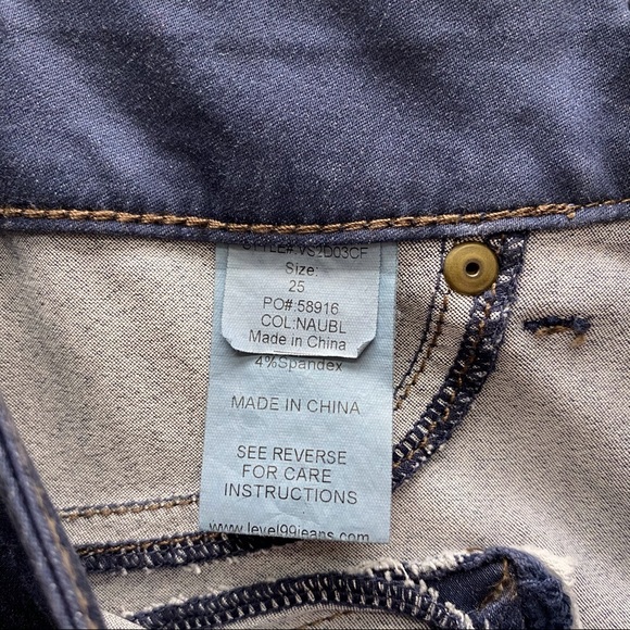 Revolve Level 99 Paris Moto Coated Skinny Jeans Size 25 Denim‎ Blue Leather Look - Picture 8 of 9